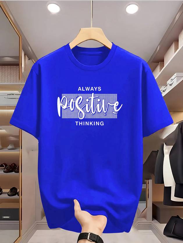 Hustle Tees Men Printed Round Neck Cotton Blend Blue T-Shirt