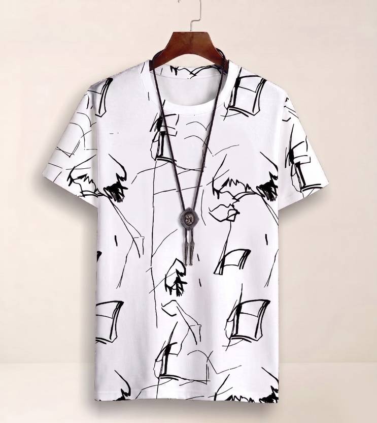 TIGERSNAKE Men Printed Round Neck Cotton Blend Multicolor T-Shirt