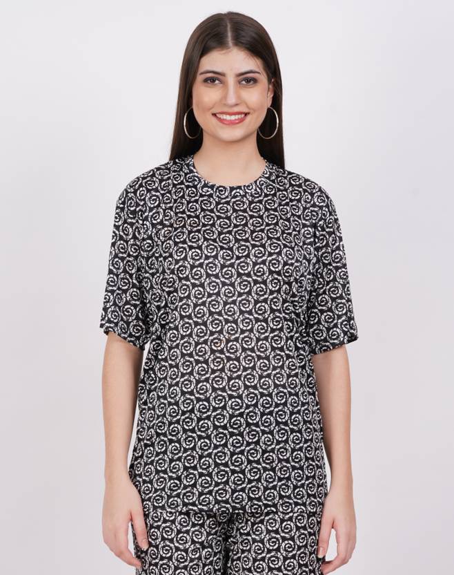 Aileyis Printed Women Round Neck Multicolor T-Shirt