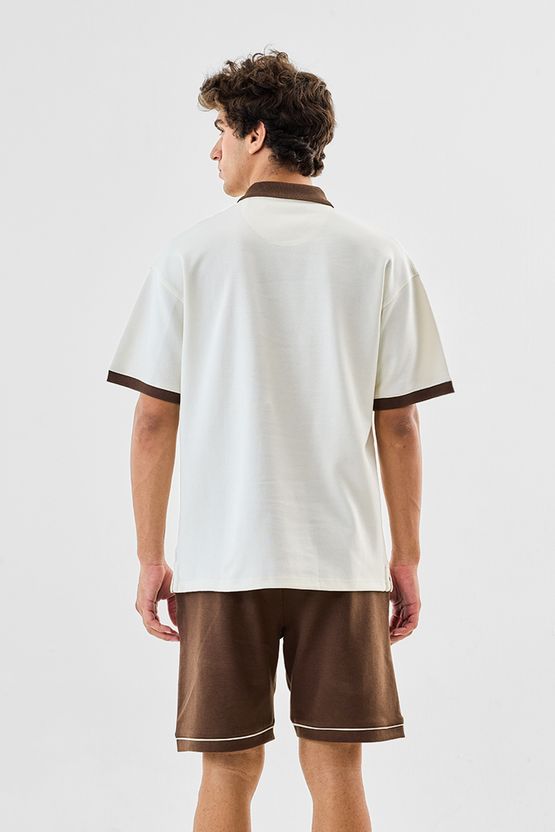 Snitch Men White Cotton Polo Neck T-Shirt - Image 2