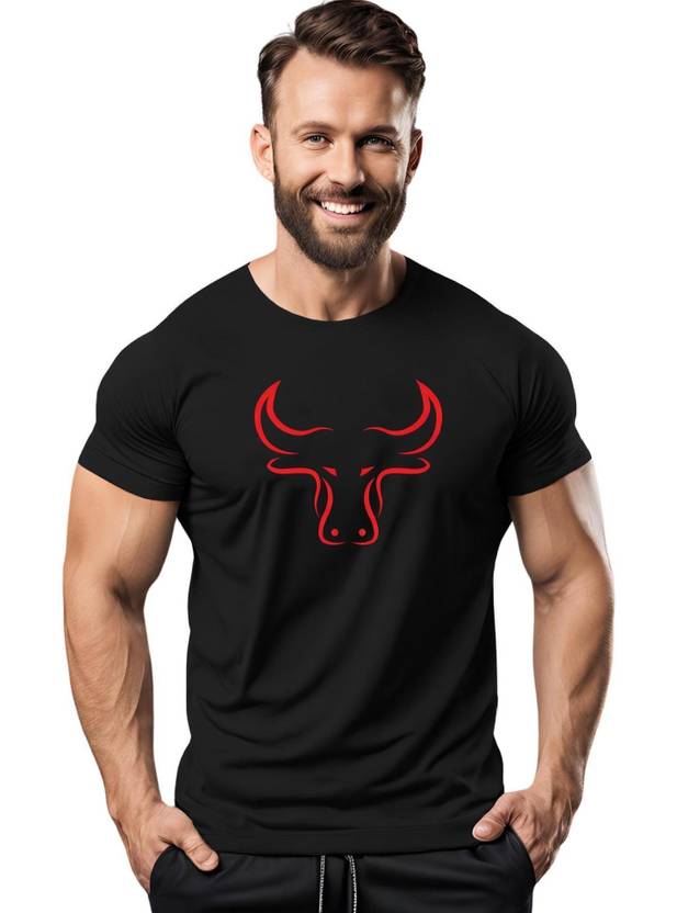 3colors Printed Men Round Neck Black T-Shirt