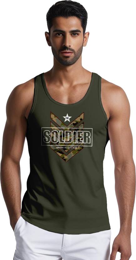 PeppyZone Men Printed, Typography Round Neck Pure Cotton Dark Green T-Shirt