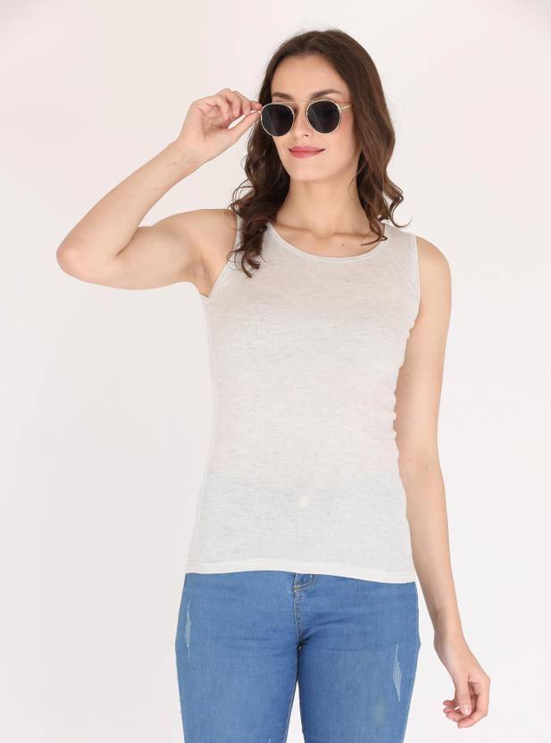 Ddaspration Women Solid Round Neck Cotton Blend Grey T-Shirt