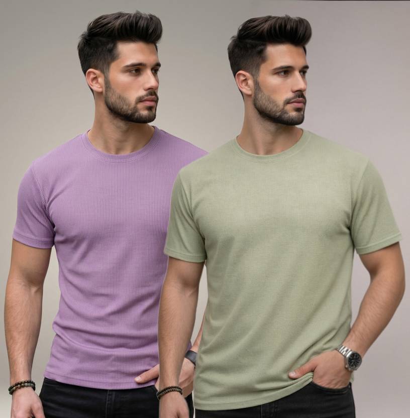 stylesmyth Men Self Design Round Neck Polyester Multicolor T-Shirt
