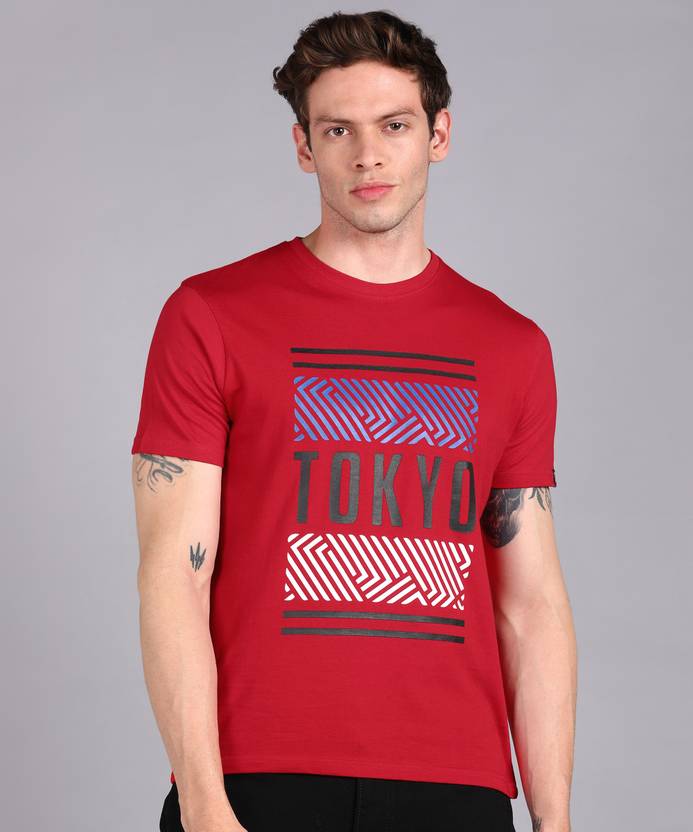 Urbano Fashion Men Printed, Typography Round Neck Pure Cotton Red T-Shirt