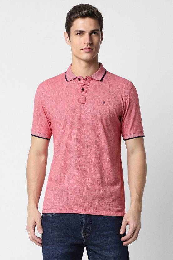 PETER ENGLAND Self Design Men Polo Neck Pink TShirt Buy PETER
