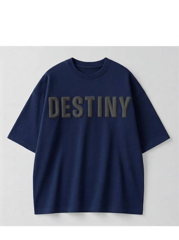 Asta Moda Men Typography Round Neck Cotton Blend Navy Blue T-Shirt