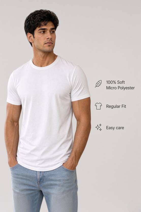 Royalfit Solid Men Round Neck White T-Shirt