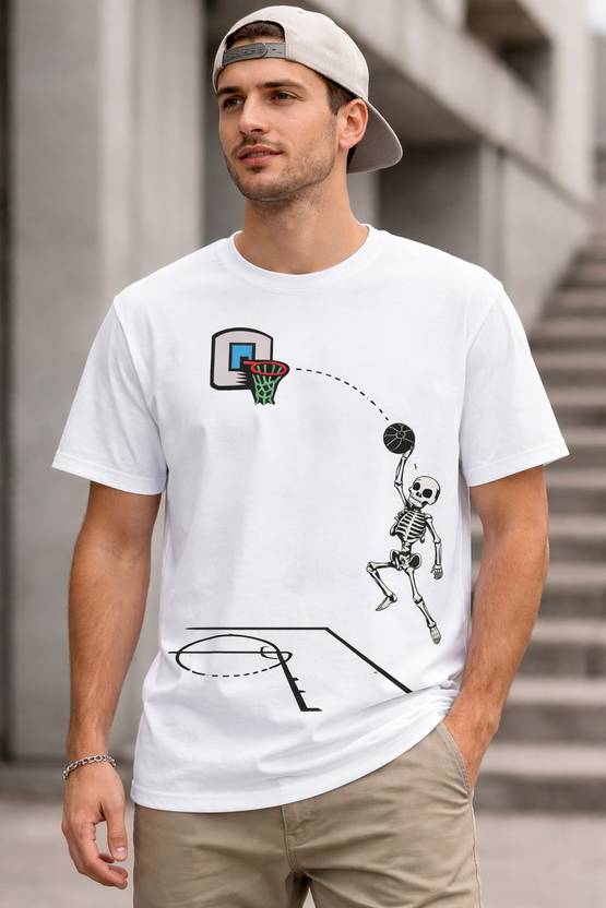 Nextzen printworks Men Graphic Print Round Neck Pure Cotton White T-Shirt