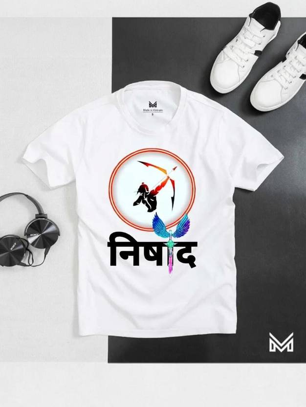 NEW FASHION HR Men Printed Round Neck Cotton Blend White T-Shirt