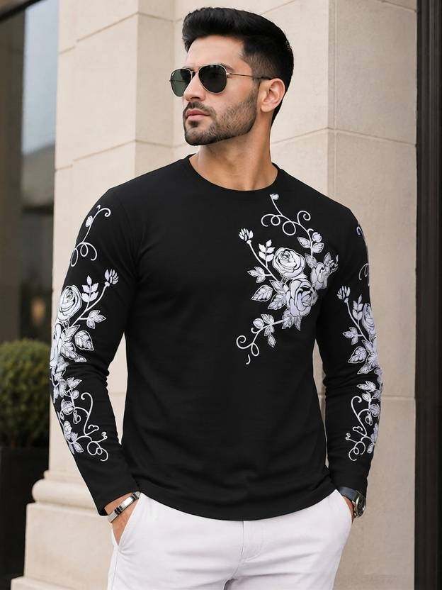 Magpy Printed Men Round Neck Black T-Shirt