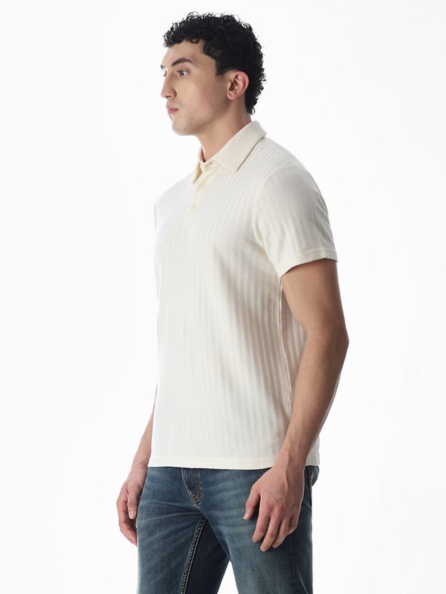 JACK & JONES Men White Cotton Blend Polo Neck T-Shirt - Image 3