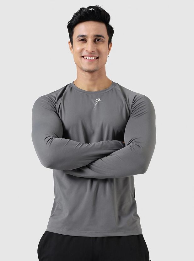 FuaarK Men Grey Crew Neck T-Shirt - Image 1