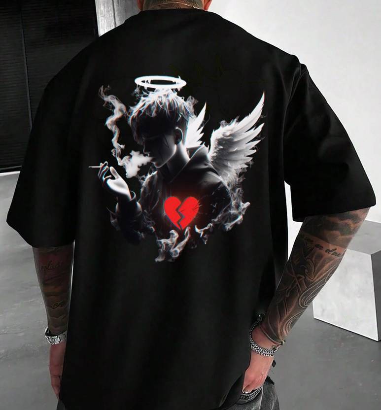 5IND FIT Graphic Print Men Round Neck Black T-Shirt
