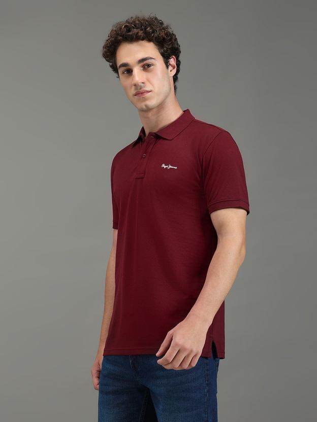 Pepe Jeans Men Red Polycotton Polo Neck T-Shirt - Image 4