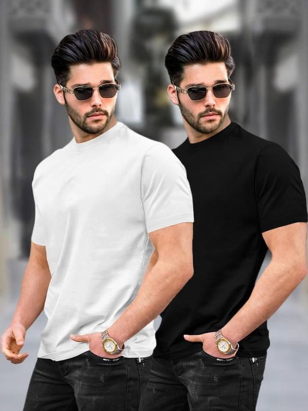 TIGERSNAKE Men's 2-Pack Round Neck Cotton Blend T-Shirts Pack of 2 - Image 8