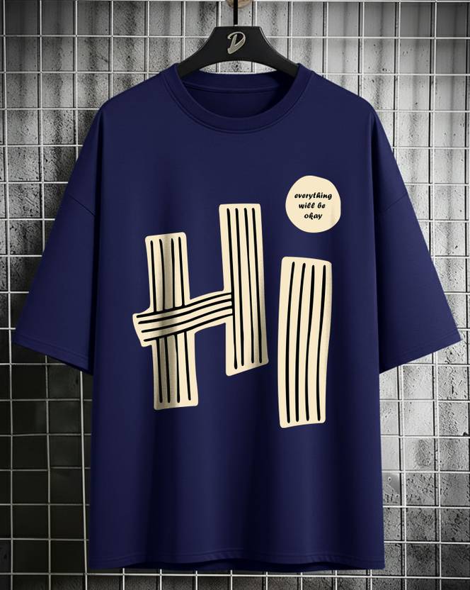 GLOBAL NOMAD Men Printed Round Neck Cotton Blend Blue, Beige T-Shirt