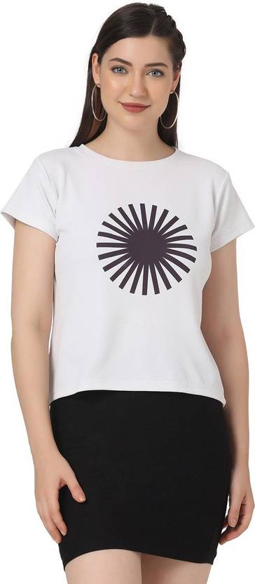 Leriya Fashion Printed Women Round Neck White T-Shirt