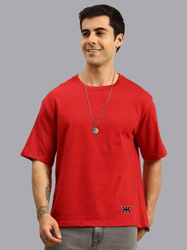 Kook N Keech Men Solid Round Neck Polycotton Red T-Shirt