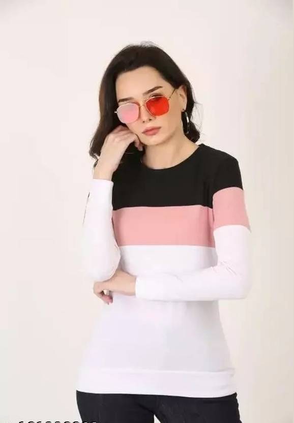 SriSaras Colorblock Women Round Neck Multicolor T-Shirt