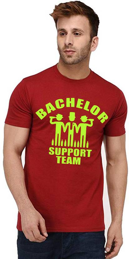 Aseria Men Printed Round Neck Cotton Blend Red T-Shirt