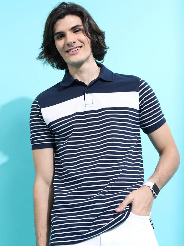 HIGHLANDER Striped Men Polo Neck Multicolor T-Shirt
