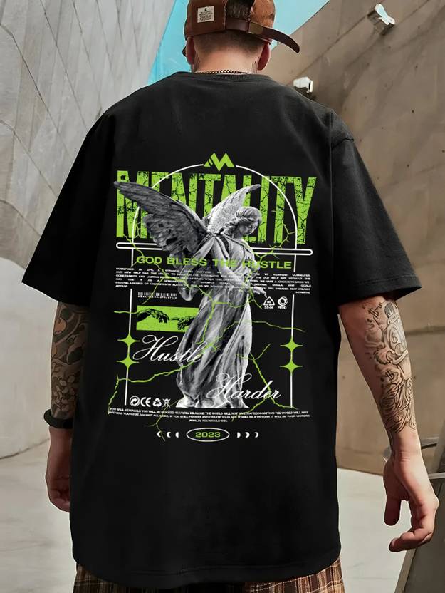Benny Brooks Men Graphic Print Round Neck Cotton Blend Black T-Shirt