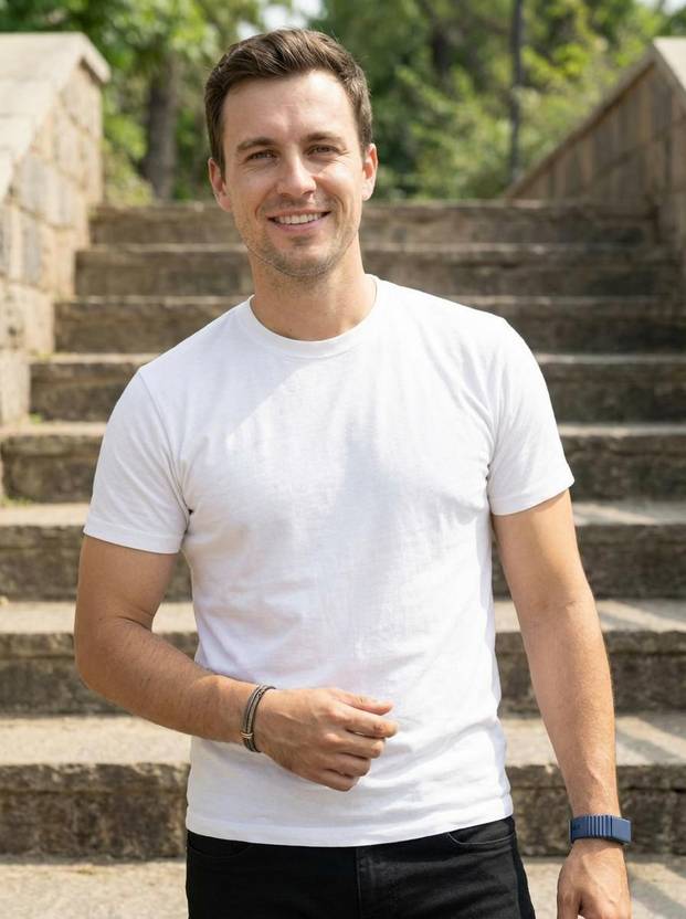 Moda Rapido Self Design Men Round Neck White T-Shirt