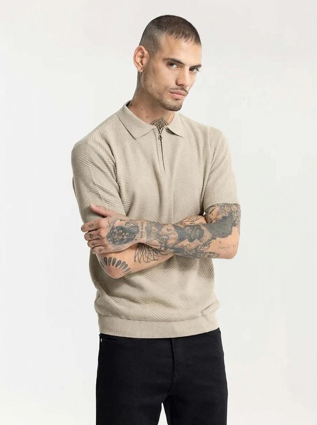 Snitch Men White Cotton Polo Neck T-Shirt - Image 9