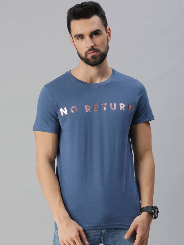 PONR Printed Men Round Neck Blue T-Shirt - Buy PONR Printed Men Round ...