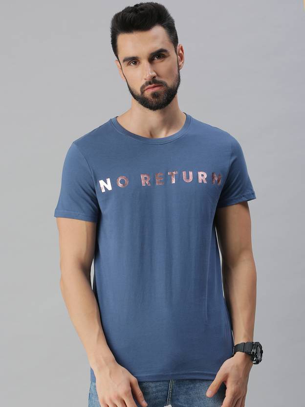 PONR Printed Men Round Neck Blue TShirt Buy PONR Printed Men Round