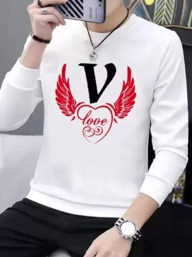ApheFashion Men Printed Round Neck Polyester White T-Shirt