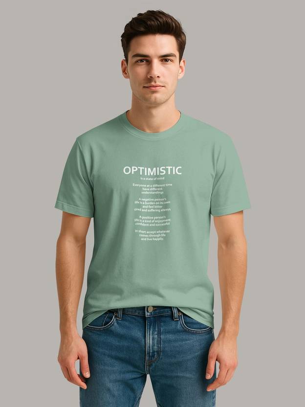 Bullmer Men Graphic Print Round Neck Cotton Blend Light Green T-Shirt