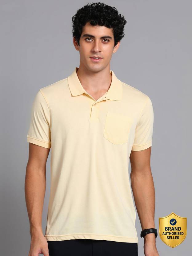 PARX Solid Men Polo Neck Yellow T-Shirt