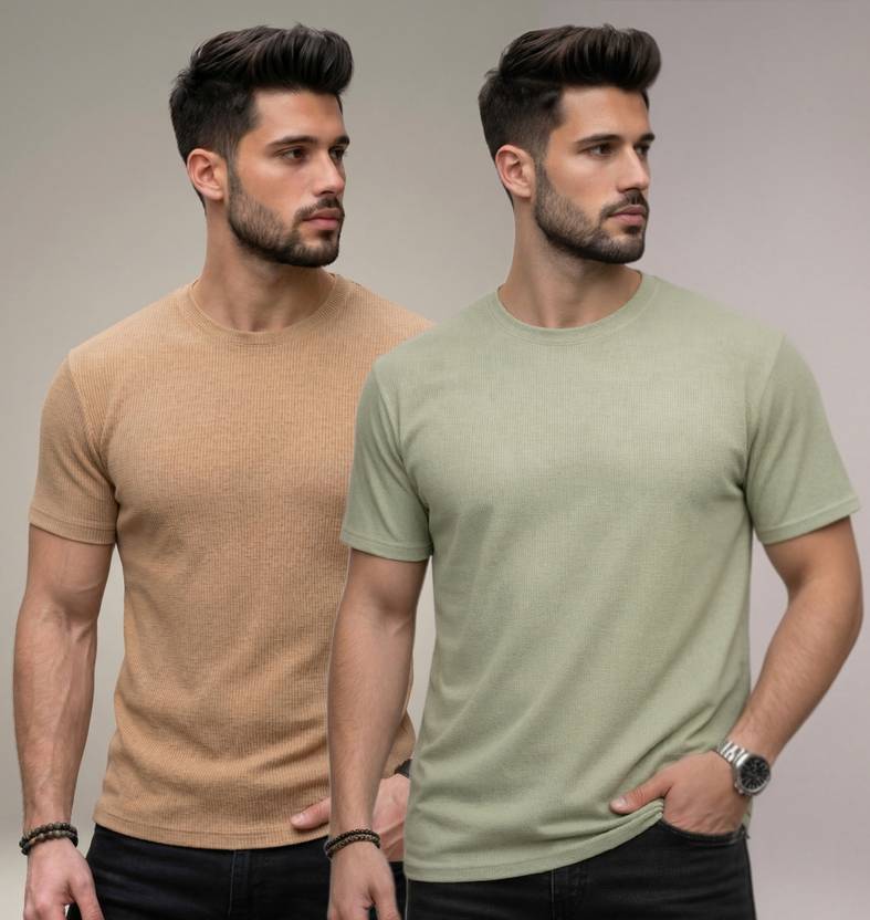 stylesmyth Men Self Design Round Neck Polyester Multicolor T-Shirt
