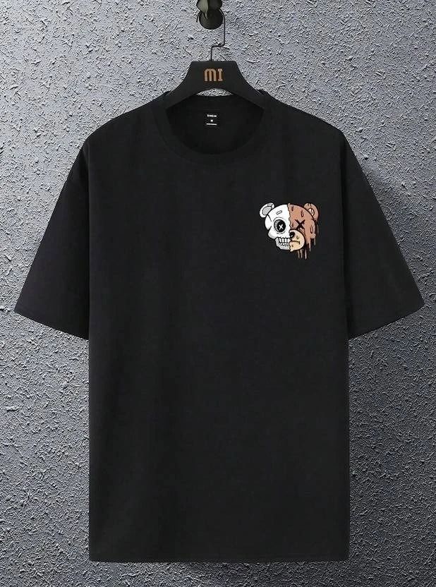 Fabfashion Men Black Cotton Blend T-Shirt - Image 2