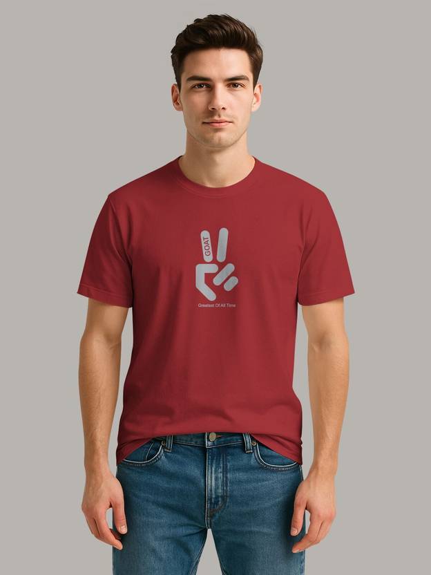 Bullmer Men Graphic Print Round Neck Cotton Blend Maroon T-Shirt