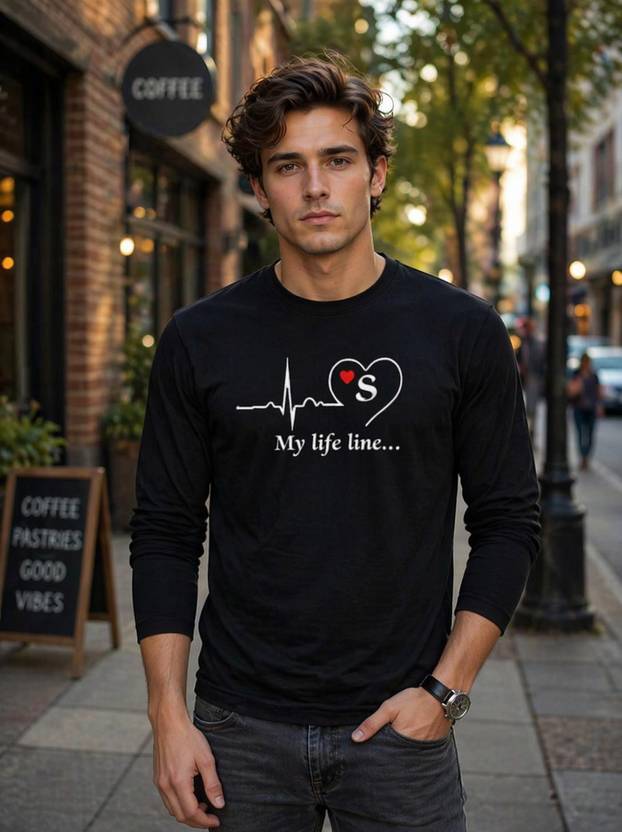 ApheFashion Men Typography Round Neck Polyester Black T-Shirt