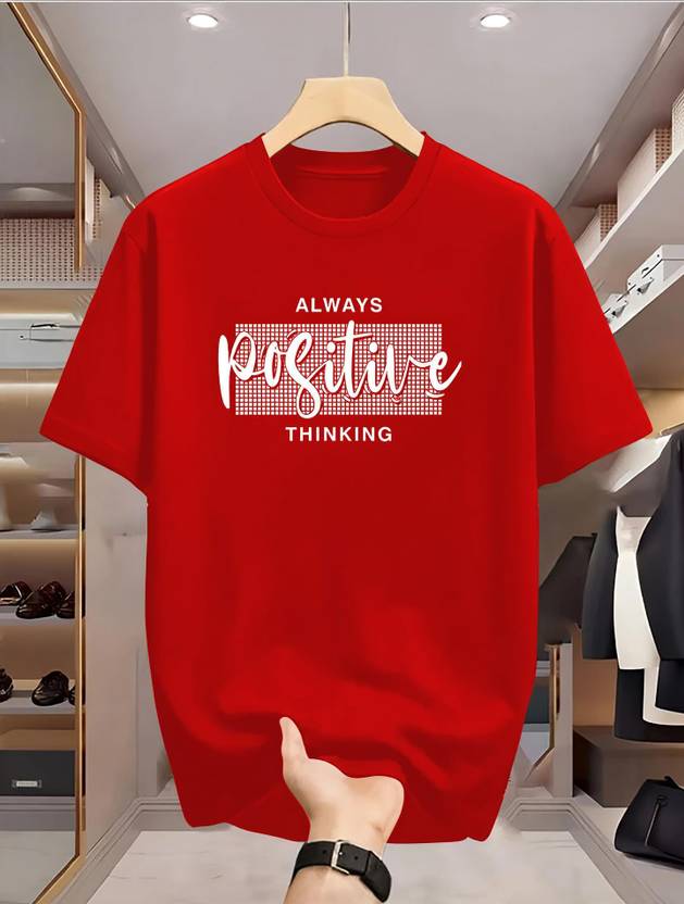 Hustle Tees Men Printed Round Neck Cotton Blend Red T-Shirt