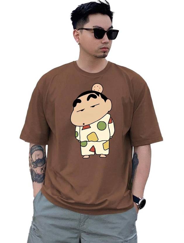 BELTLY Men Graphic Print, Printed Round Neck Pure Cotton Brown T-Shirt