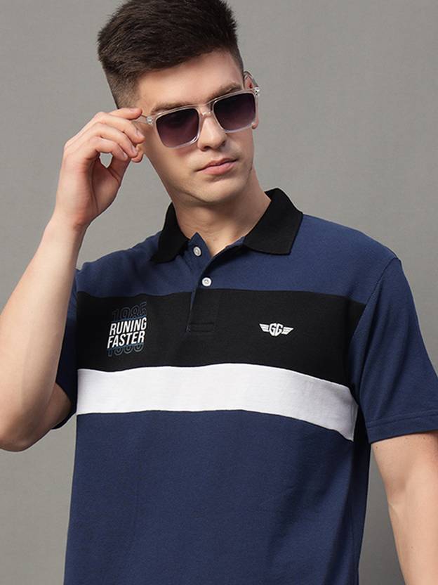 GETGOLF Printed Men Polo Neck Dark Blue T-Shirt