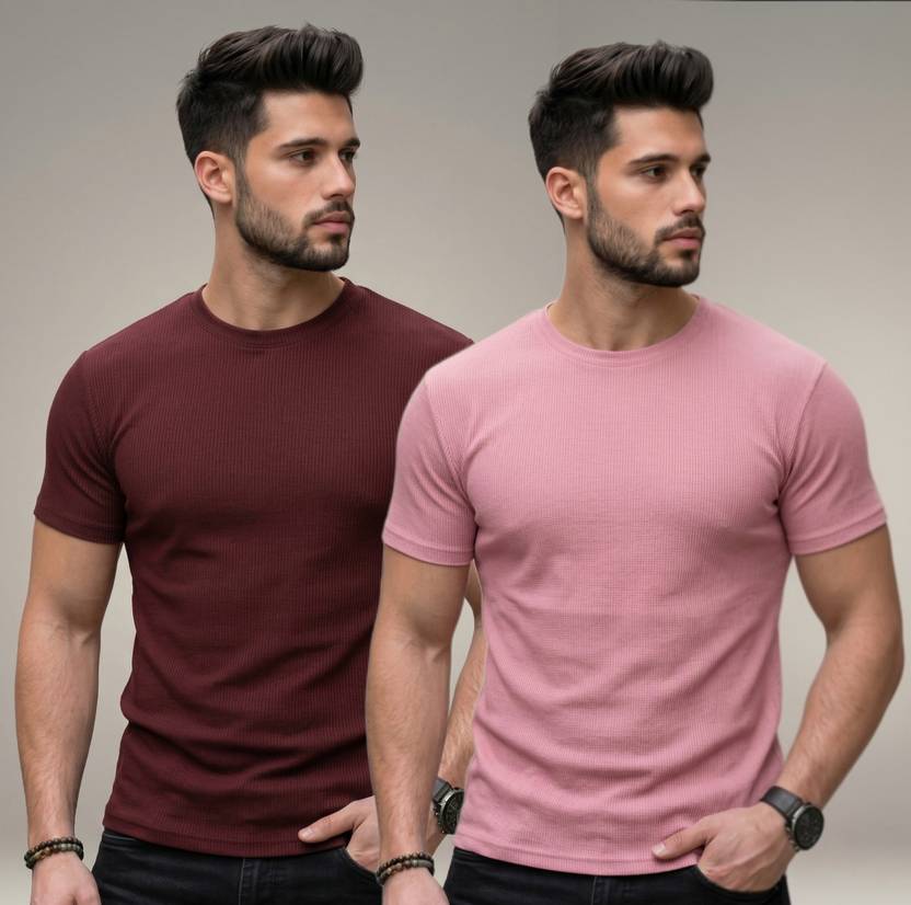 stylesmyth Men Self Design Round Neck Polyester Multicolor T-Shirt