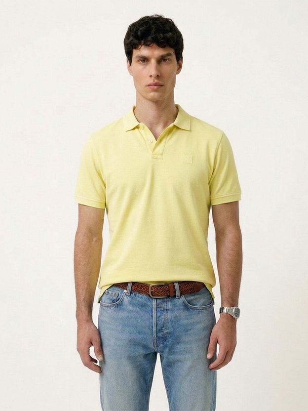 Blue Buddha Men Beige Cotton Polo T-Shirt - Image 8
