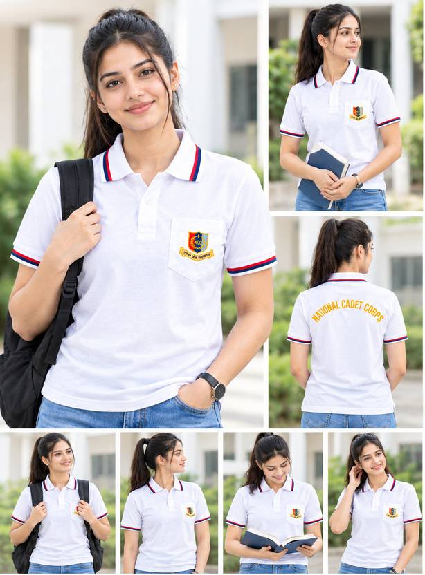 Mango Fashion Men Embroidered Polo Neck Polyester White T-Shirt