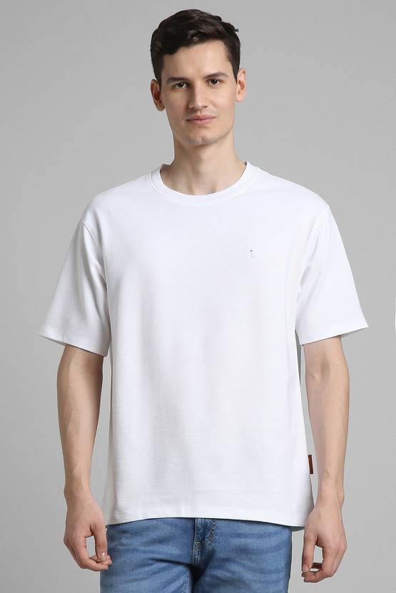 Simon Carter London Solid Men Crew Neck White T-Shirt