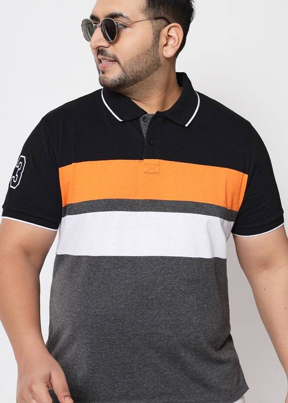 Austivo Men Striped Polo Neck Cotton Blend Multicolor T-Shirt