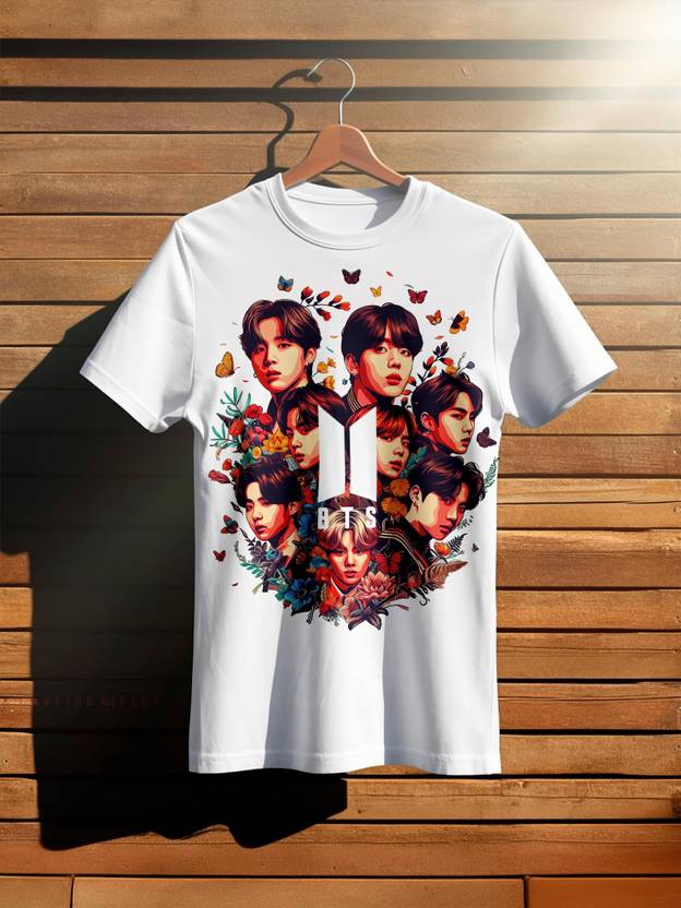 StreetWear Fashion Men Printed Round Neck Polyester White T-Shirt