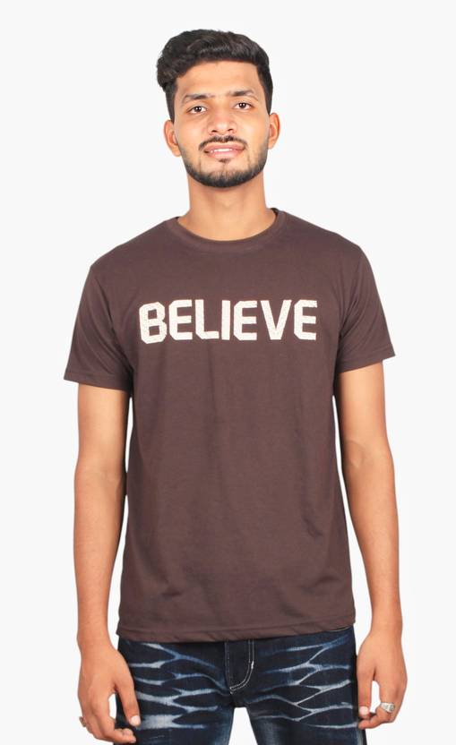 Turtlebay Clothing Men Solid Round Neck Polyester Brown T-Shirt