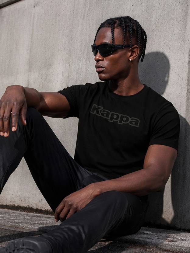 Kappa Typography Men Round Neck Black T-Shirt