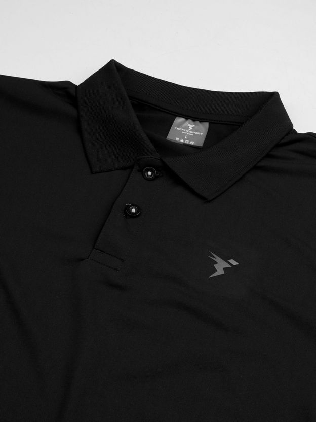 TECHNOSPORT Men Black Polyester Polo Neck T-Shirt - Image 7
